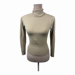 KOKO Mag Women’s One Size Beige Turtleneck Sweater Ribbed Fitted